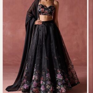 Elegant Black Floral Lehenga Choli Set